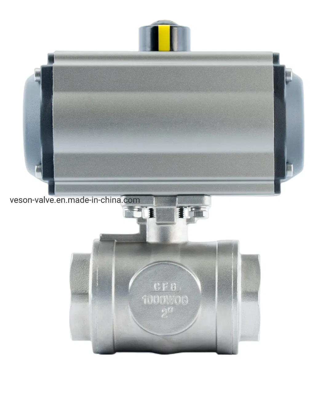 Pneumatic Actuated Screwed Ball Valve Air Actuated 2-Piece Stainless Ball Valves- Rack & Pinion on-off Control Valve Ball Valve 1" 1000wog